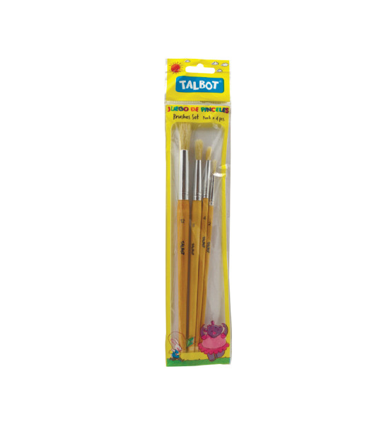 Pinceles, Cerda Redondos, Pack x 4 Unds., Nro. 2, 4, 8, 12